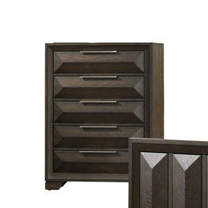 English Elm Transitional Espresso 5 Drawer Chest Dovetail Joinery Bracket Feet Bedroom Storage B2741P371018