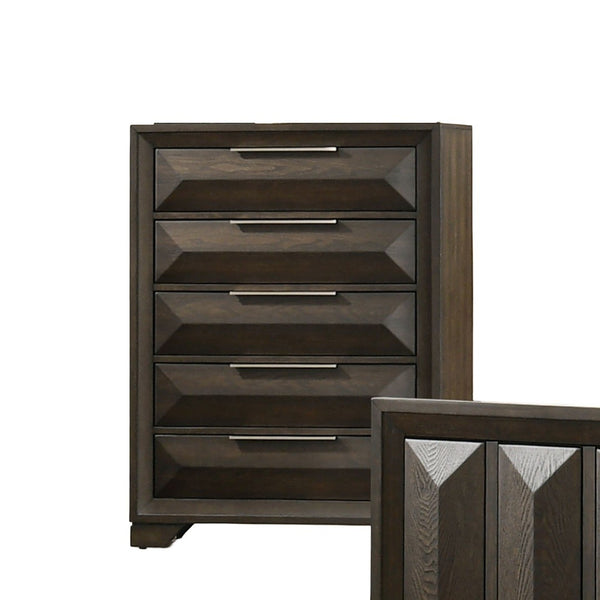 English Elm Transitional Espresso 5 Drawer Chest Dovetail Joinery Bracket Feet Bedroom Storage B2741P371018