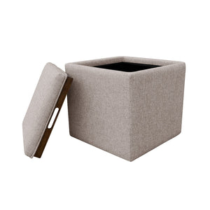 English Elm Soa Square Woven Fabric Storage Ottoman with Lift Off Tray Top for Living Rooms Brown B056P412625