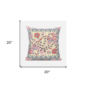 Homeroots 20" X 20" Gray And Orange Peacock Broadcloth Floral Zippered Pillow   481317