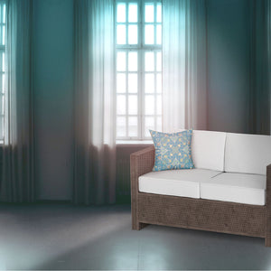 Homeroots 20" X 20" Aqua And Gold Broadcloth Paisley Zippered Pillow   481323