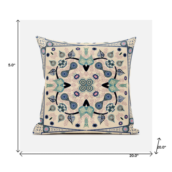 Homeroots 20" X 20" Beige And Black Broadcloth Paisley Zippered Pillow   481326