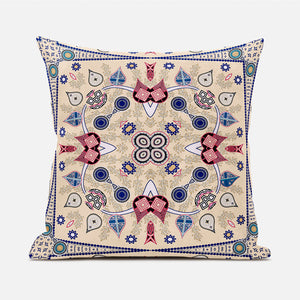 Homeroots 20" X 20" Beige And Red Broadcloth Paisley Zippered Pillow   481329