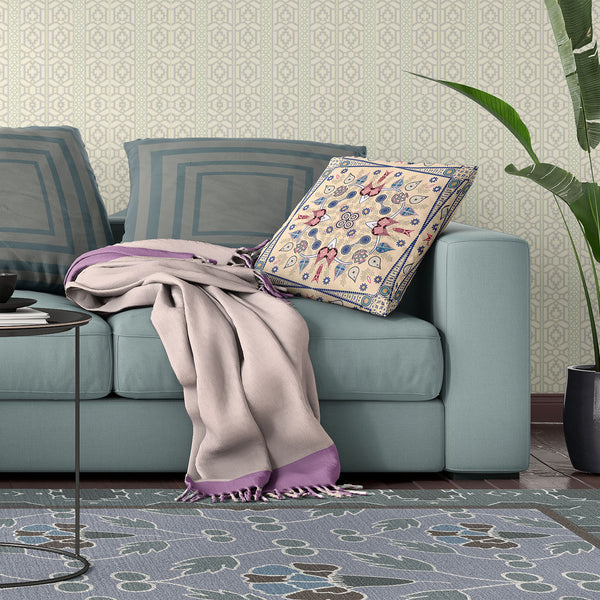 Homeroots 20" X 20" Beige And Red Broadcloth Paisley Zippered Pillow   481329