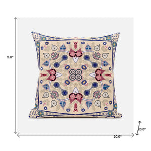 Homeroots 20" X 20" Beige And Red Broadcloth Paisley Zippered Pillow   481329