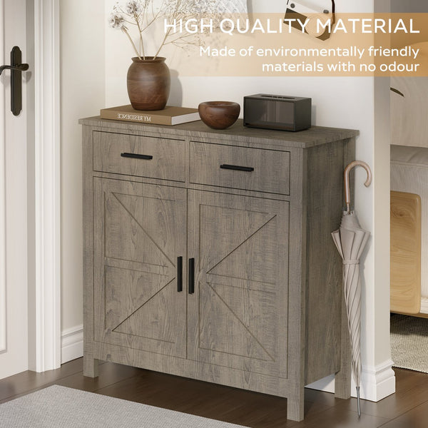English Elm Kitchen Storage Cabinet Modern Farmhouse Buffet Sideboard with Spacious Drawers and Sturdy Storage Slate finish Grey W2386P207776
