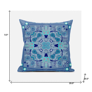 Homeroots 20" X 20" Dark Blue Broadcloth Paisley Zippered Pillow   481338