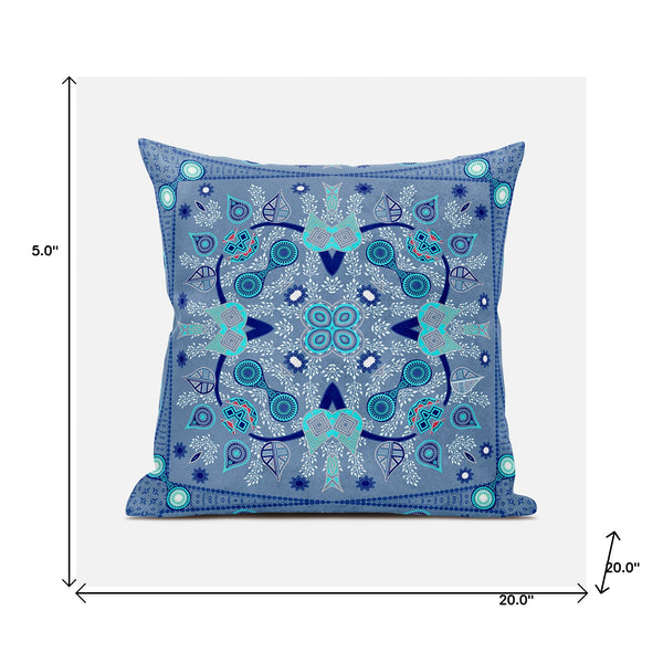 Homeroots 20" X 20" Dark Blue Broadcloth Paisley Zippered Pillow   481338