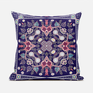 Homeroots 20" X 20" Pink And Purple Broadcloth Paisley Zippered Pillow   481341