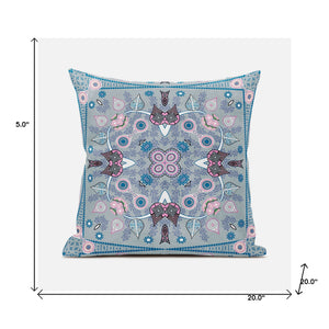 Homeroots 20" X 20" Gray And Pink Broadcloth Paisley Zippered Pillow   481344