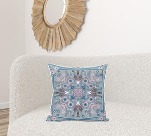 Homeroots 20" X 20" Gray And Pink Broadcloth Paisley Zippered Pillow   481344