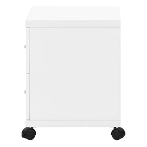 English Elm Office, Office Mobile File Cabinet with Locking Casters and Thick Top, 2 Drawers + Open Shelf for Home Office White 27 L x 21 W x 8 H B2710P219598