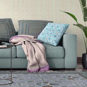 Homeroots 20" X 20" Blue And Gray Broadcloth Paisley Zippered Pillow   481353