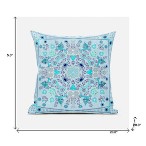 Homeroots 20" X 20" Blue And Gray Broadcloth Paisley Zippered Pillow   481353