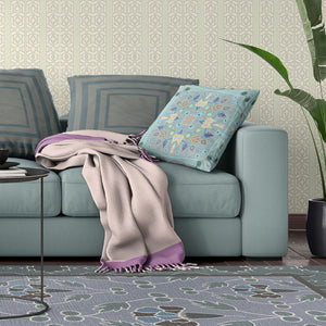 Homeroots 20" X 20" Blue And Gray Broadcloth Paisley Zippered Pillow   481359