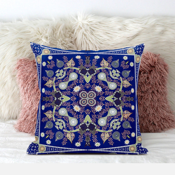 Homeroots 20" X 20" Blue And Green Broadcloth Paisley Zippered Pillow   481371