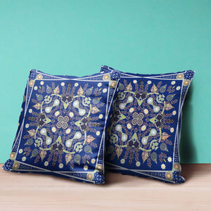 Homeroots 20" X 20" Blue And Green Broadcloth Paisley Zippered Pillow   481371