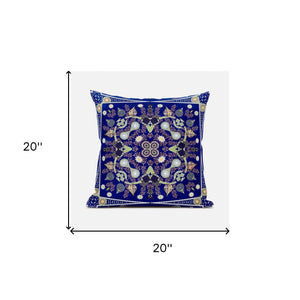 Homeroots 20" X 20" Blue And Green Broadcloth Paisley Zippered Pillow   481371