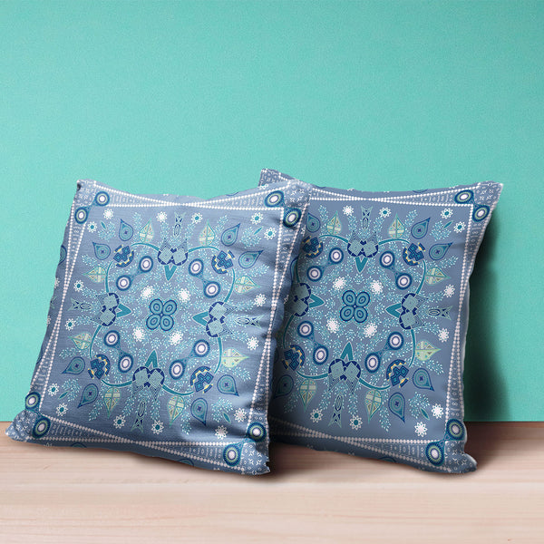 Homeroots 20" X 20" Blue And White Broadcloth Paisley Zippered Pillow   481380