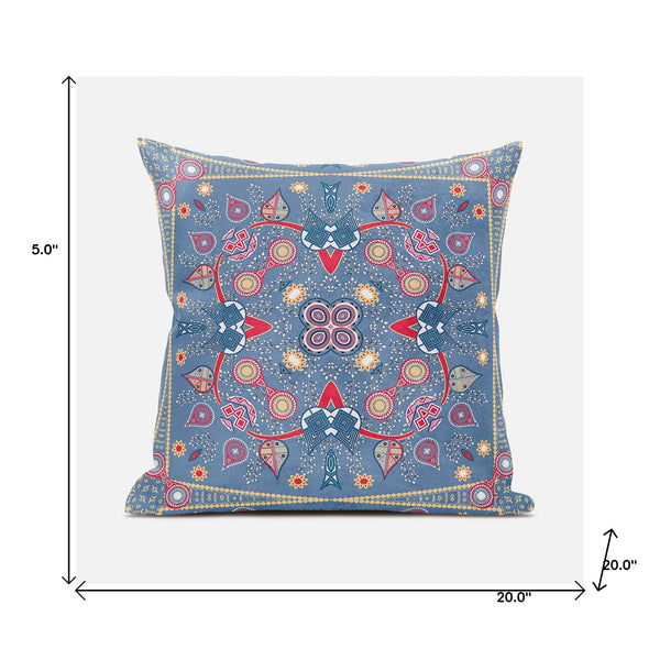 Homeroots 20" X 20" Blue And Gold Broadcloth Paisley Zippered Pillow   481389