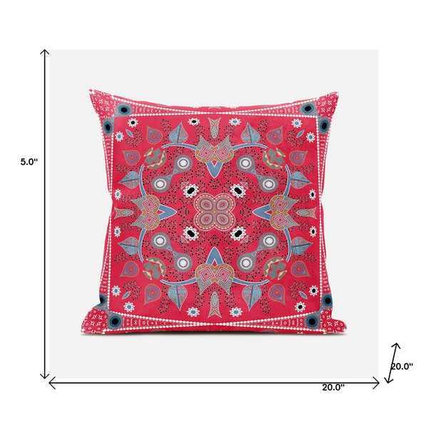 Homeroots 20" X 20" Red White And Blue Broadcloth Paisley Zippered Pillow   481392