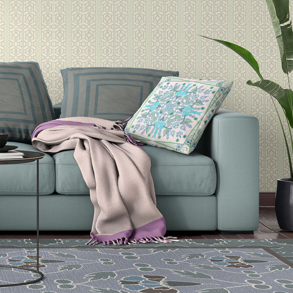 Homeroots 20" X 20" Blue And White Broadcloth Paisley Zippered Pillow   481395