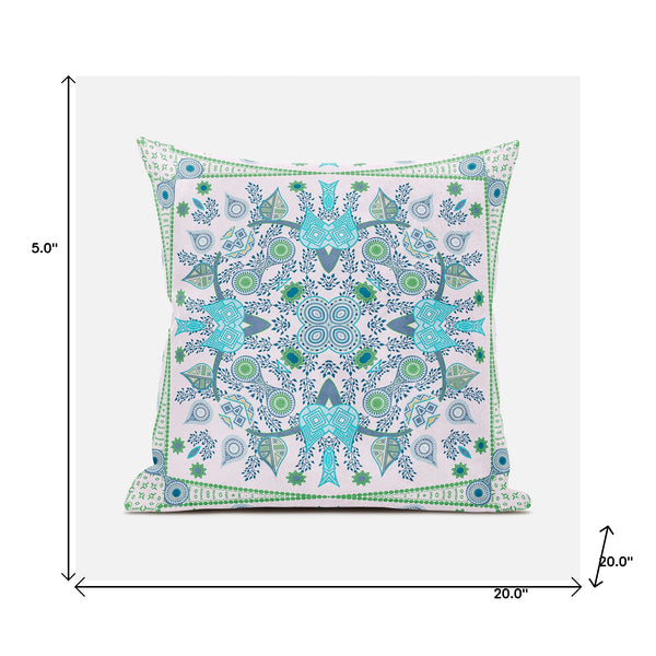 Homeroots 20" X 20" Blue And White Broadcloth Paisley Zippered Pillow   481395