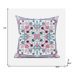 Homeroots 20" X 20" Pink And White Broadcloth Paisley Zippered Pillow   481398