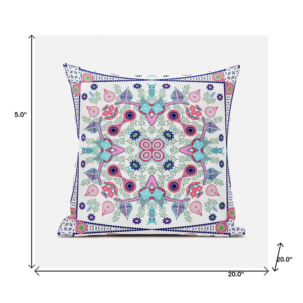 Homeroots 20" X 20" Pink And White Broadcloth Paisley Zippered Pillow   481398