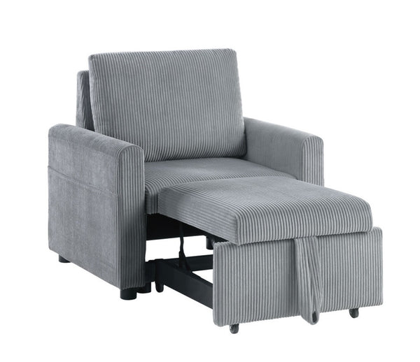 English Elm Ottavio Corduroy Accent Chair with Convertible Chaise Lounge and Built-in Storage Pocket B2749S00259