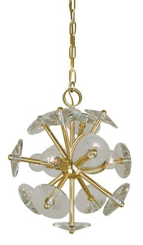 Framburg 4-light Mini Chandelier With Crystal Disks For Modern Glam Decor – Made In The Usa, Stunning Design Polished Brass Metal 4814 Pb