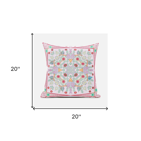 Homeroots 20" X 20" Red And White Broadcloth Paisley Zippered Pillow   481401