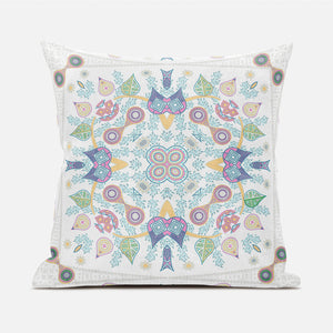 Homeroots 20" X 20" Green And White Broadcloth Paisley Zippered Pillow   481404