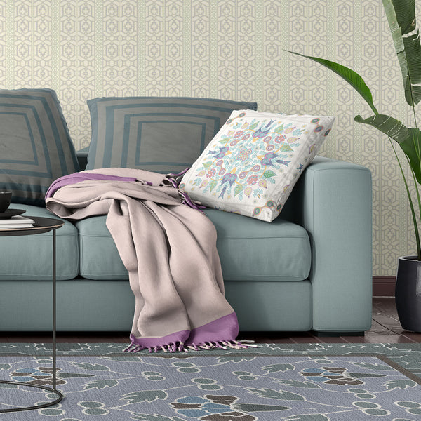 Homeroots 20" X 20" Green And White Broadcloth Paisley Zippered Pillow   481404