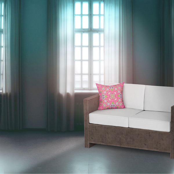 Homeroots 20" X 20" Pink And Green Broadcloth Paisley Zippered Pillow   481419