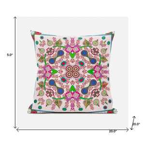 Homeroots 20" X 20" Pink And Purple Broadcloth Paisley Zippered Pillow   481422