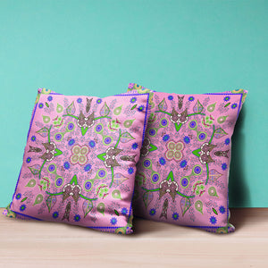 Homeroots 20" X 20" Blue And Pink Broadcloth Paisley Zippered Pillow   481425