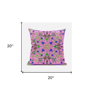 Homeroots 20" X 20" Blue And Pink Broadcloth Paisley Zippered Pillow   481425