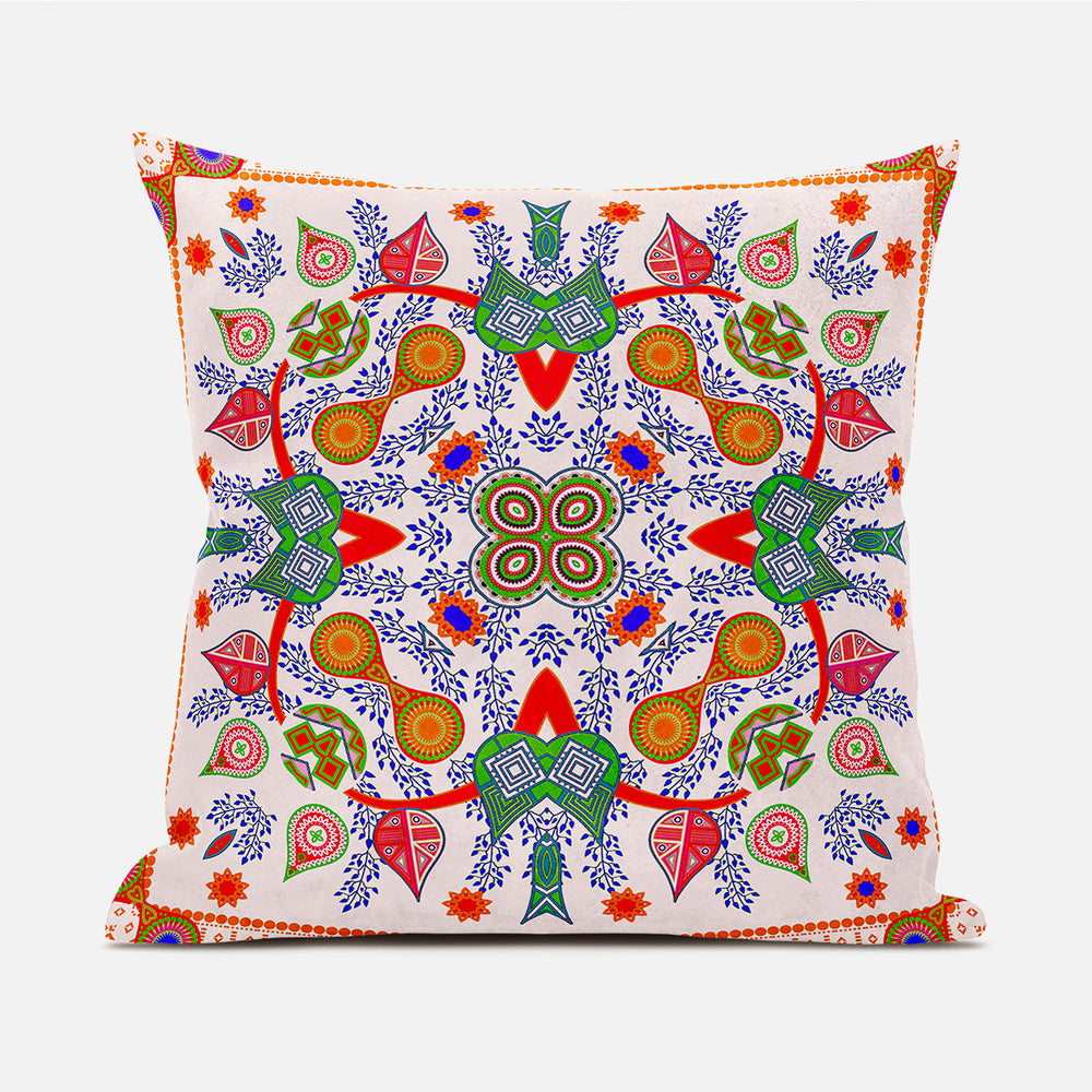 Homeroots 20" X 20" Red And White Broadcloth Paisley Zippered Pillow   481431