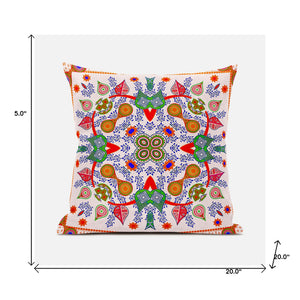 Homeroots 20" X 20" Red And White Broadcloth Paisley Zippered Pillow   481431