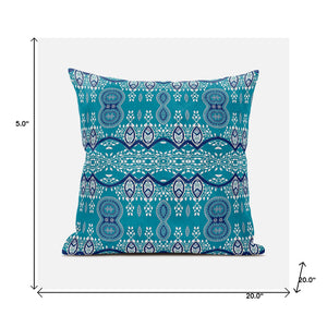 Homeroots 20" X 20" Aqua Broadcloth Paisley Zippered Pillow   481434
