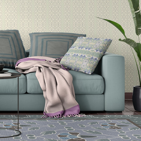 Homeroots 20" X 20" Beige And Green Broadcloth Paisley Zippered Pillow   481440