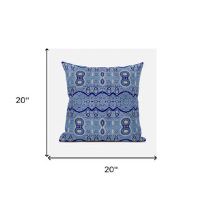 Homeroots 20" X 20" Blue And Yellow Broadcloth Paisley Zippered Pillow   481443