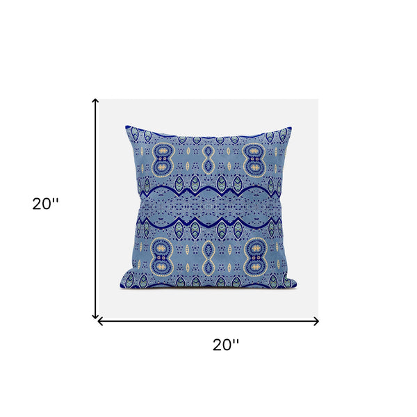 Homeroots 20" X 20" Blue And Yellow Broadcloth Paisley Zippered Pillow   481443