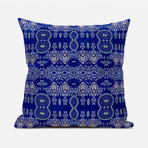 Homeroots 20" X 20" Navy Blue Broadcloth Paisley Zippered Pillow   481449