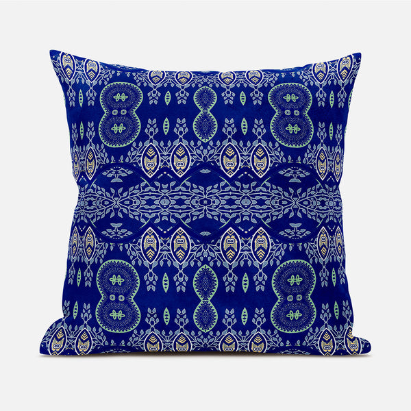 Homeroots 20" X 20" Navy Blue Broadcloth Paisley Zippered Pillow   481449