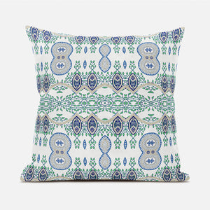 Homeroots 20" X 20" Blue And Off White Broadcloth Paisley Zippered Pillow   481452