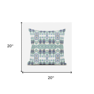 Homeroots 20" X 20" Blue And Off White Broadcloth Paisley Zippered Pillow   481452