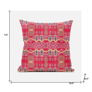 Homeroots 20" X 20" Red And White Broadcloth Paisley Zippered Pillow   481455