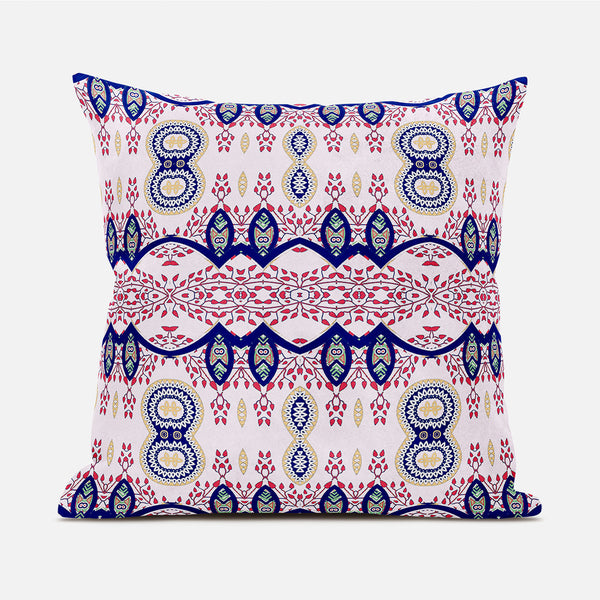 Homeroots 20" X 20" Red White And Blue Broadcloth Paisley Zippered Pillow   481458